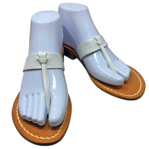 Capri White Leather Double Thong Slide Custom Made in Italy - Picture 6 of 10